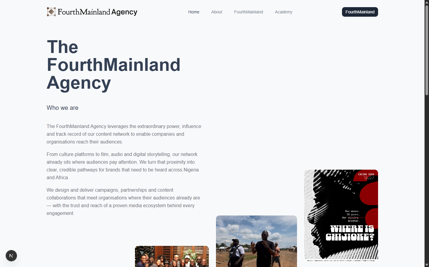The FourthMainland Agency project screenshot 1: Showcasing the user interface and design