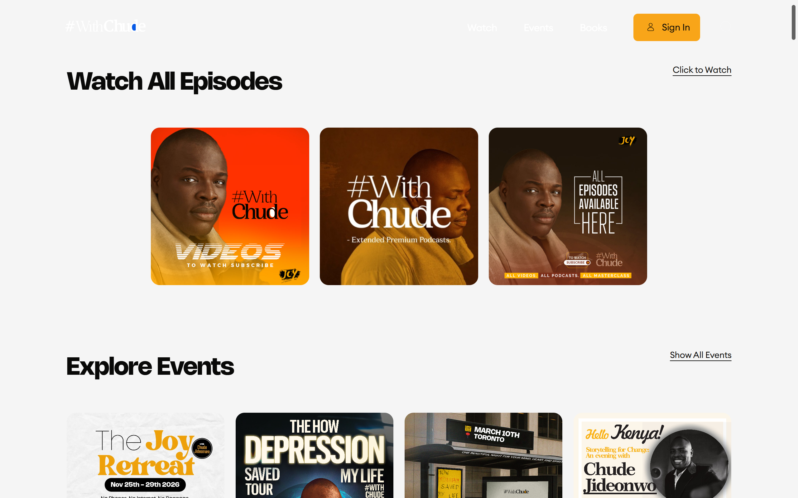 Chude Jideonwo Presents project screenshot 2: Showcasing the user interface and design
