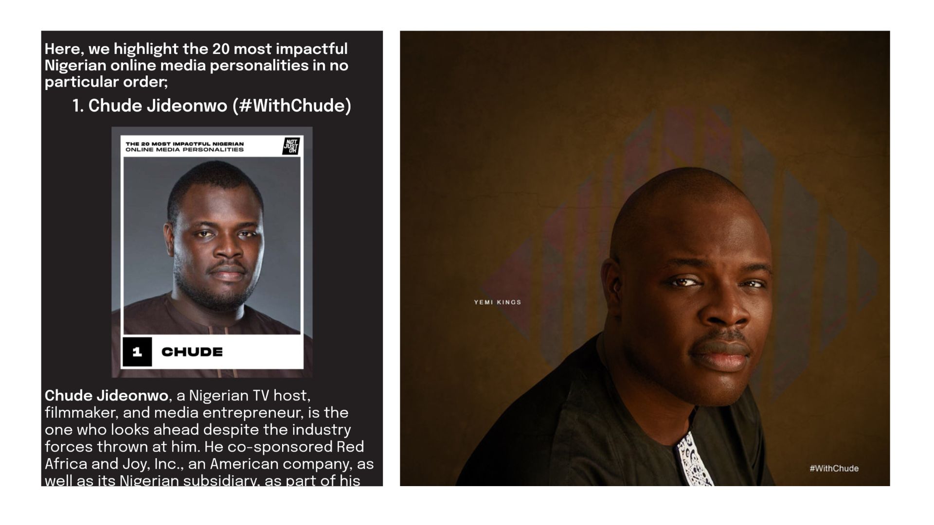 Chude Jideonwo named one of the 20 Most Impactful Nigerian Online Media Personalities