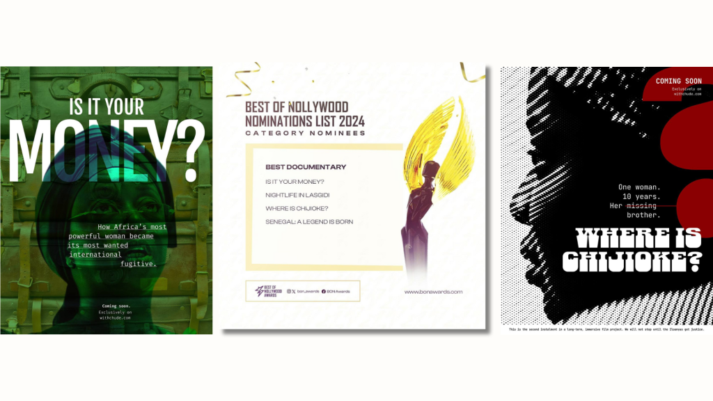 “Is it your money?” and “Where is Chijioke?” nominated for Best of Nollywood (BON) Awards for Best Documentary